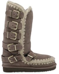 Mou - Eskimo Buckle-Fastening Crochet-Trim Boots - Lyst