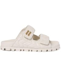 Miu Miu - Distressed Leather Sandals - Lyst