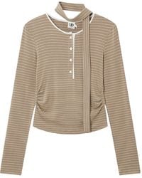 B+ AB - Striped Tie-Neck Top - Lyst