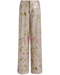 Alberta Ferretti - Sequin Floral Trousers - Lyst
