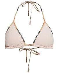 Burberry - Check-Trim Bikini Top - Lyst