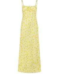 Leslie Amon - Tie Lemon-Print Slip Maxi Dress - Lyst