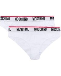Moschino - Logo-waistband Cotton-blend Bikini Briefs (pack Of Two) - Lyst