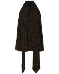 ROTATE BIRGER CHRISTENSEN - Halterneck Bow Top Leopard - Lyst