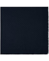 Gucci Garen Jacquard Omslagdoek Zijde - Blauw