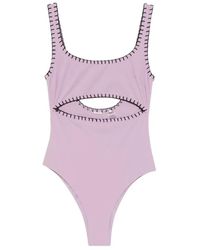 Nanushka - Crochet-Trim Cut-Out Swimsuit - Lyst