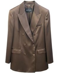 Rundholz Black Label - Double-Breasted Satin-Finish Blazer - Lyst