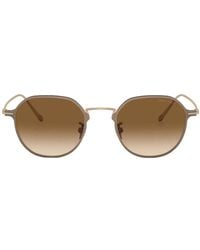 Giorgio Armani - Logo-Print Round-Frame Sunglasses - Lyst