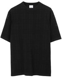 Burberry - Check Cotton Blend T-shirt - Lyst