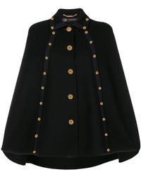 Versace Embellished Cape Coat - Black