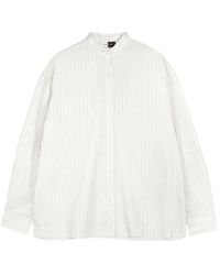 Vera Wang - Chemise Rayée Boyfriend À Col Mao - Lyst