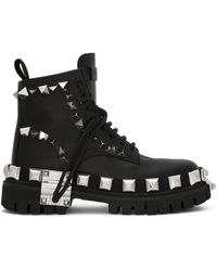 Dolce & Gabbana - Studded Leather Combat Boots - Lyst