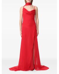 Blumarine - Georgette Cowl-Neck Side-Slit Maxi Dress - Lyst