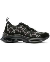Gucci - Black Mesh Runners With Crystals - Lyst