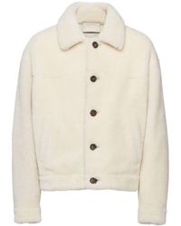 Prada - Button-front Shearling Jacket - Lyst
