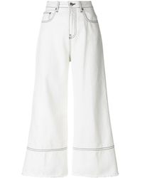 MSGM Cropped Flare Jeans - White