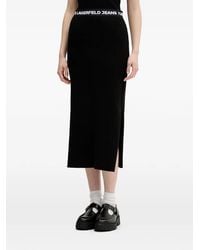 KARL LAGERFELD - Ribbed Slit-Detail Midi Skirt - Lyst
