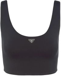 Prada - Cropped-Oberteil Mit Logo - Lyst