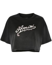 Amiri - Cropped T-Shirt With Logo - Lyst