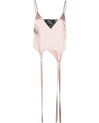 Ssheena - Lace-Panel Satin Camisole Top - Lyst