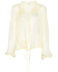 SOLOTRE - Ruffled-Trim Blouse - Lyst