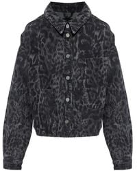 AllSaints - Nicky Leopard-Print Denim Jacket - Lyst