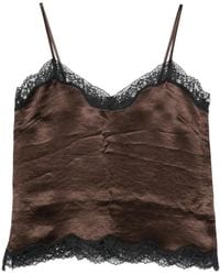 Twinset - Haut Froissé En Satin Et Dentelle - Lyst