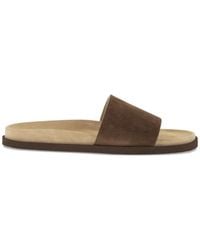 Brunello Cucinelli - Suede-Strap Flat Sandals - Lyst