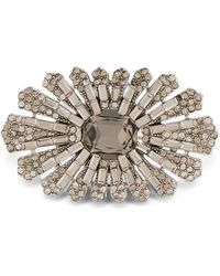 Emporio Armani - Crystal-Embellished Oval Brooch - Lyst