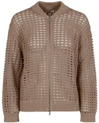 Peserico - Zip-Up Open-Knit Cardigan - Lyst