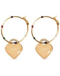 Bimba Y Lola - Medium Hoop Earrings With Enamel Heart And Multicolored Logo - Lyst