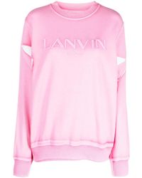 Lanvin - Embroidered-Logo Crew-Neck Sweatshirt - Lyst