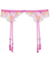 Fleur du Mal - Hibiscus Sequin-Embellished Garter Belt - Lyst