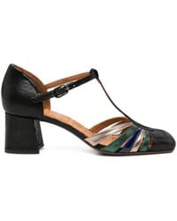 Chie Mihara - Vudui Textured-Leather T-Bar Sandals - Lyst