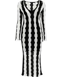 Pinko - Striped Cut-out Maxi Dress - Lyst