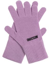 Moschino - Guanti A Coste Con Logo Ricamato - Lyst