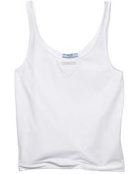 Prada - Trägershirt Mit Logo-Patch - Lyst