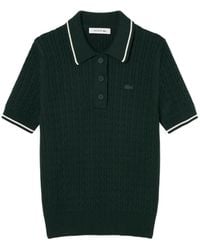 Lacoste - Striped Cable-Knit Polo Collar Sweater - Lyst