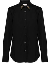 Alexander McQueen - Embroidered Collar Shirt Camicie Nero - Lyst