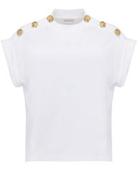 Alexander McQueen - Cotton Button-detail T-shirt - Lyst
