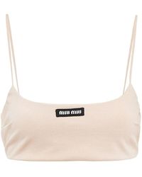 Miu Miu - Haut Crop À Patch Logo - Lyst