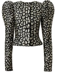 Carolina Herrera - Leopard-Jacquard Puff-Sleeve Jacket - Lyst