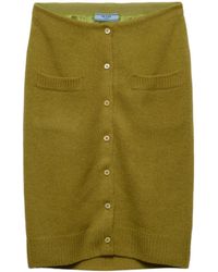 Prada - Buttoned-up Wool Skirt - Lyst