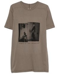 Rick Owens - Level T Graphic-Print Ribbon-Detail T-Shirt - Lyst
