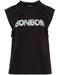 BONBOM - Piercing Sticker-Print Drape Top - Lyst