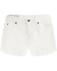 Dondup - Logo-Plaque Denim Mini Shorts - Lyst