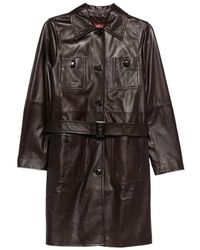 Max Mara - Mstamaca Leather Trench Coat - Lyst