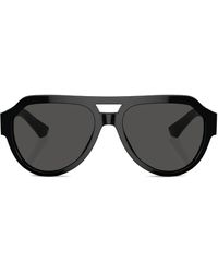 Dolce & Gabbana - Logo-Plaque Pilot-Frame Sunglasses - Lyst