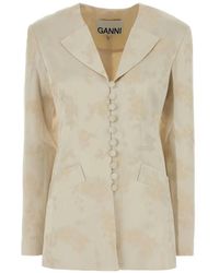 Ganni - Floral-Jacquard Blazer - Lyst