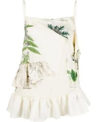 Semicouture - Leaf-Print Silk Top - Lyst